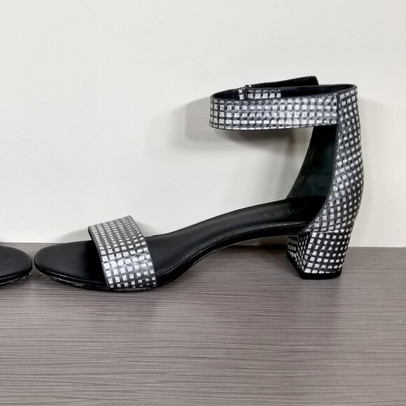Vince Rita Ankle Strap Sandal, Black & White Metallic Leather, Womens Size 6.5 M - Picture 9 of 12